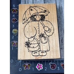 Dots Miss May Monica S159 Country Folk Stitch Rubber Stamp Wood #T52